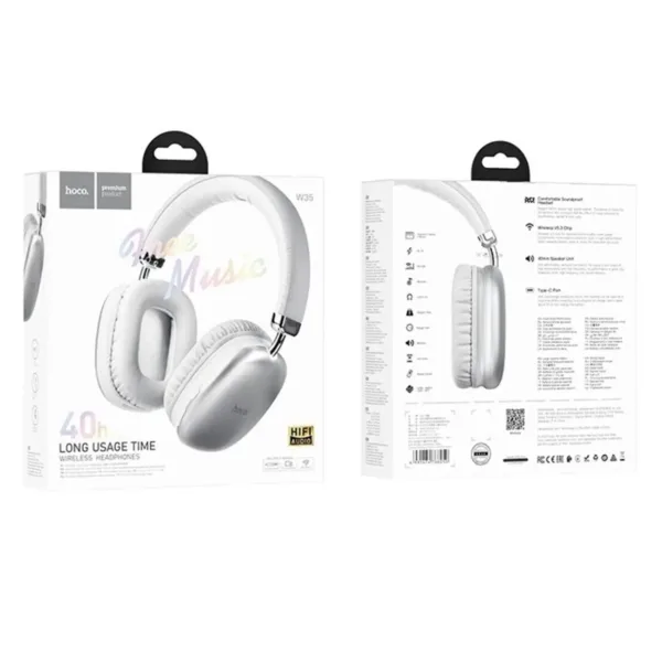 Audífonos Inalámbricos Bluetooth Hoco W35 Gris | Batería 40h + Envío Gratis - Imagen 3